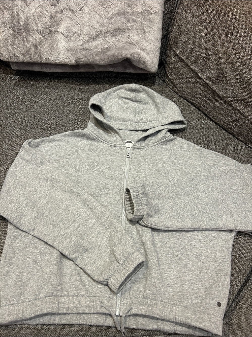 Women's Light Gray Zip Hoodie Sweatshirt